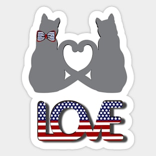 Two grey cats in love in american style Sticker